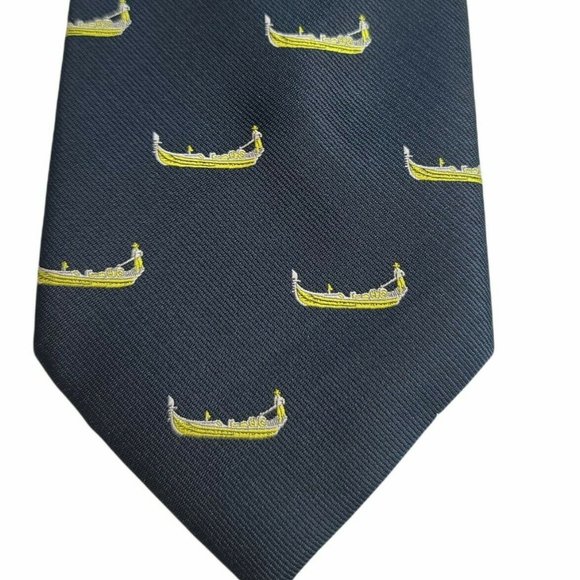Casanova Venezia 100% Seta Mens Necktie Gondola Theme - Picture 2 of 5